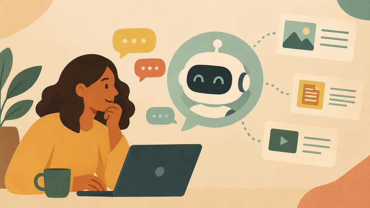Person chatting with a friendly AI assistant